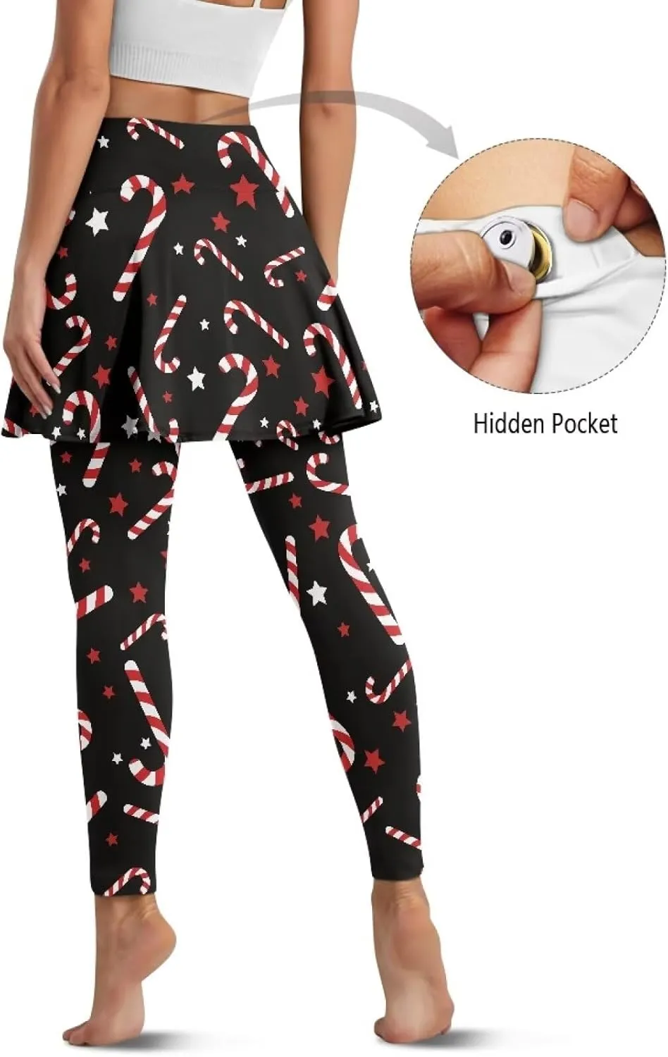 Women Yoga Legging with Skirt High Waisted Slim Full-Length Running Workout Skirted Yoga Pants with Pockets XS-3XL