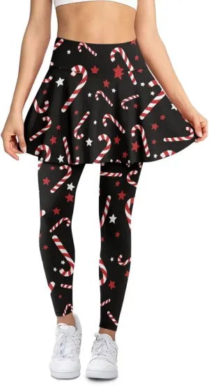 Women Yoga Legging with Skirt High Waisted Slim Full-Length Running Workout Skirted Yoga Pants with Pockets XS-3XL