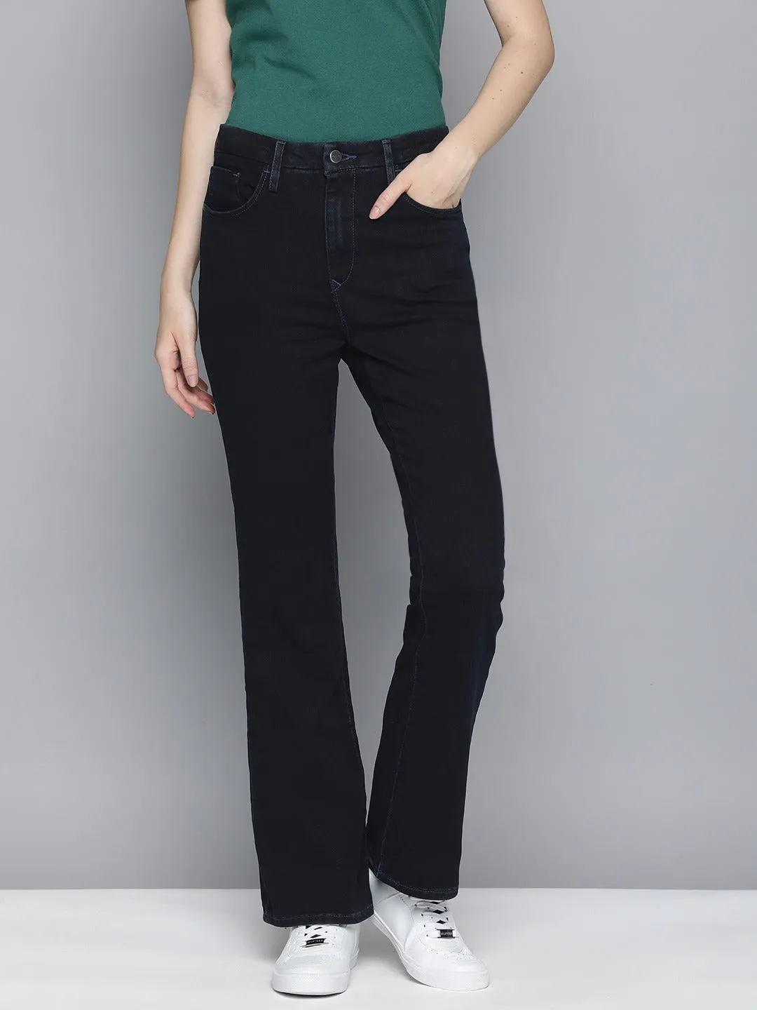 Women's 725 Navy Blue Bootcut Fit Mid Rise Jeans