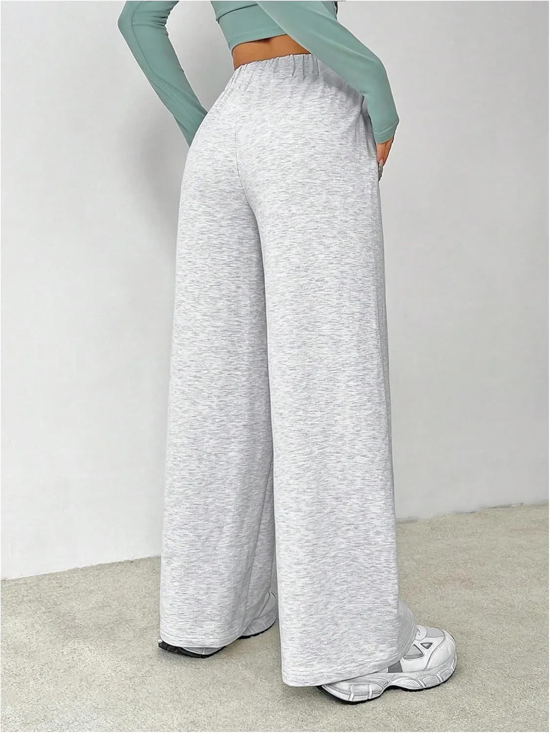 Women's Baggy Sweatpants Elastic Waist Wide Leg Pants Patched Workout Track Pants Joggers Trendy