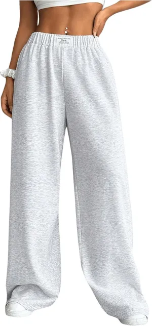 Women's Baggy Sweatpants Elastic Waist Wide Leg Pants Patched Workout Track Pants Joggers Trendy