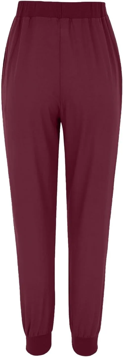 Womens Casual Pants Summer Linen Joggers Straight Leg Comfy Elastic High Waisted Beach Pants Loose Gauze Pants with Pockets