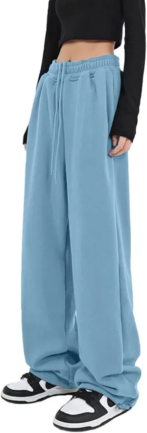 Women's Casual Wide Leg Sweatpants Loose Yoga Pants Comfy Lounge Jogger Baggy Sweatpants with Pockets