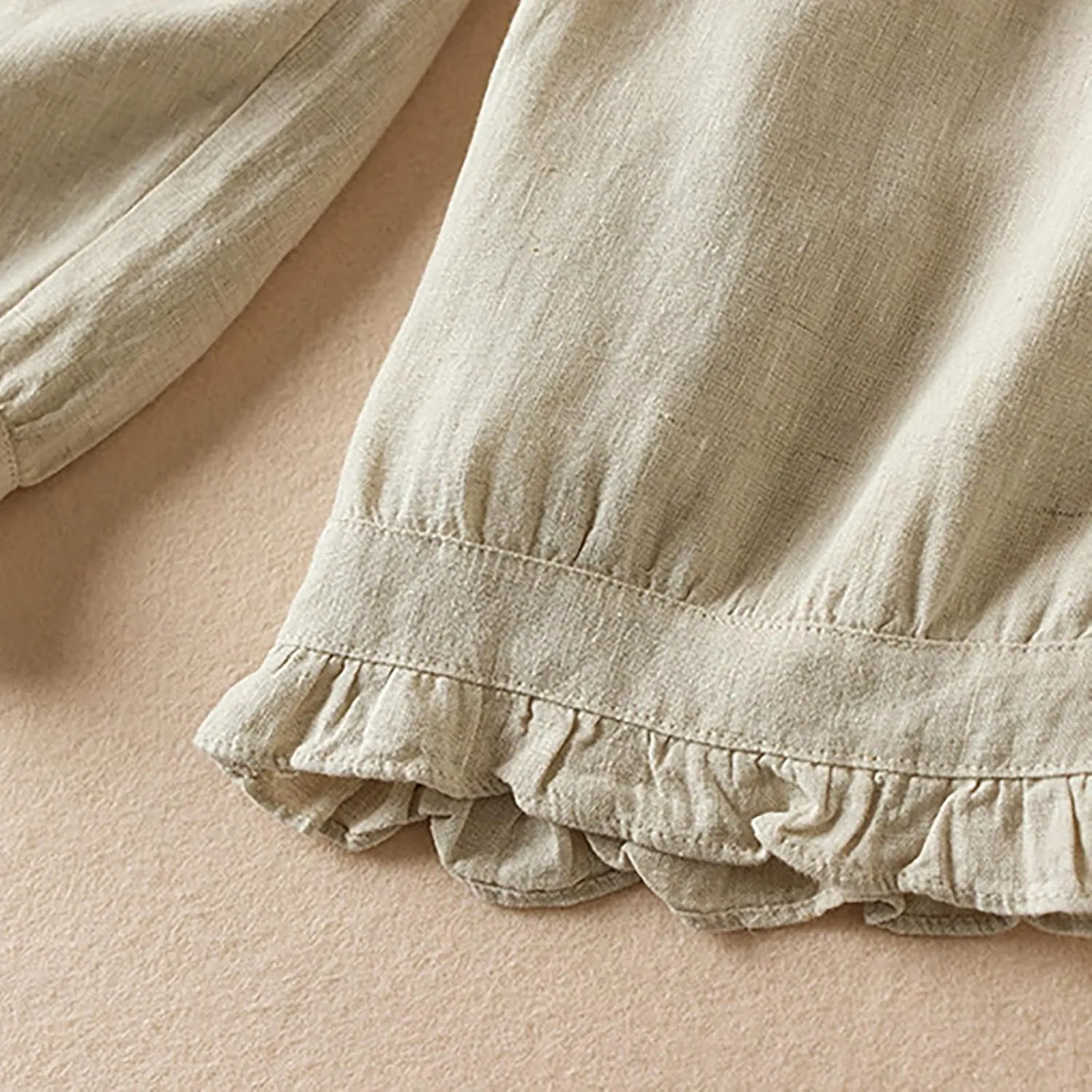 Womens Cotton Linen Capri Pants Casual Summer Elastic Wastic Loose Palazzo Harem Pants Wide Leg Trouser with Pockets