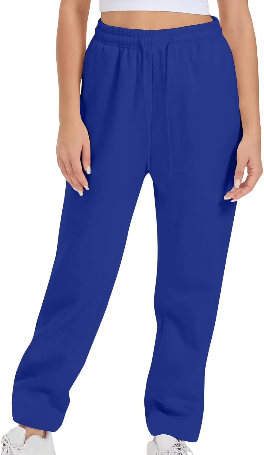 Womens High Waisted Drawstring Waist Wide Leg Sweatpants with Pockets Yoga Workout Casual Athletic Trousers Pants