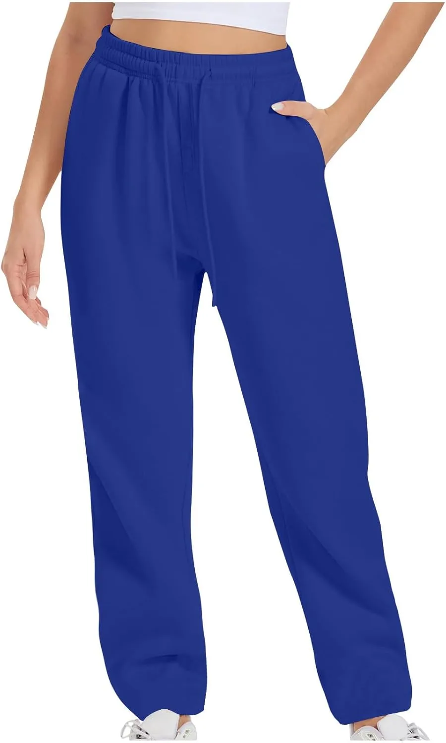 Womens High Waisted Drawstring Waist Wide Leg Sweatpants with Pockets Yoga Workout Casual Athletic Trousers Pants