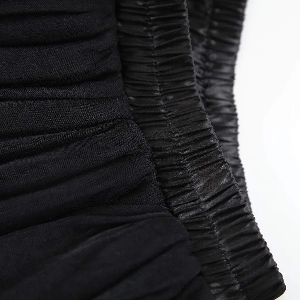 Womens Pleated Short Skirt Adult Dancing Skirt High Waist Pencil Skirts for Women Knee Length