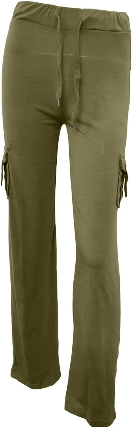 Womens Plus Size Cargo Yoga Pants Dressy Casual Loose Comfy Wide Leg Lounge Trousers High Waist Bootcut Yoga Leggings