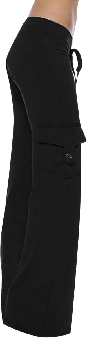 Womens Plus Size Cargo Yoga Pants Dressy Casual Loose Comfy Wide Leg Lounge Trousers High Waist Bootcut Yoga Leggings