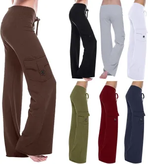 Womens Plus Size Cargo Yoga Pants Dressy Casual Loose Comfy Wide Leg Lounge Trousers High Waist Bootcut Yoga Leggings