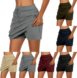 Womens Skorts with Pockets Tummy Control Plus Size Tennis Skirts High Waist Athletic Sports Pants Casual Shorts