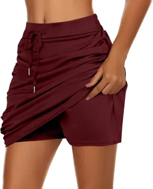 Womens Skorts with Pockets Tummy Control Plus Size Tennis Skirts High Waist Athletic Sports Pants Casual Shorts