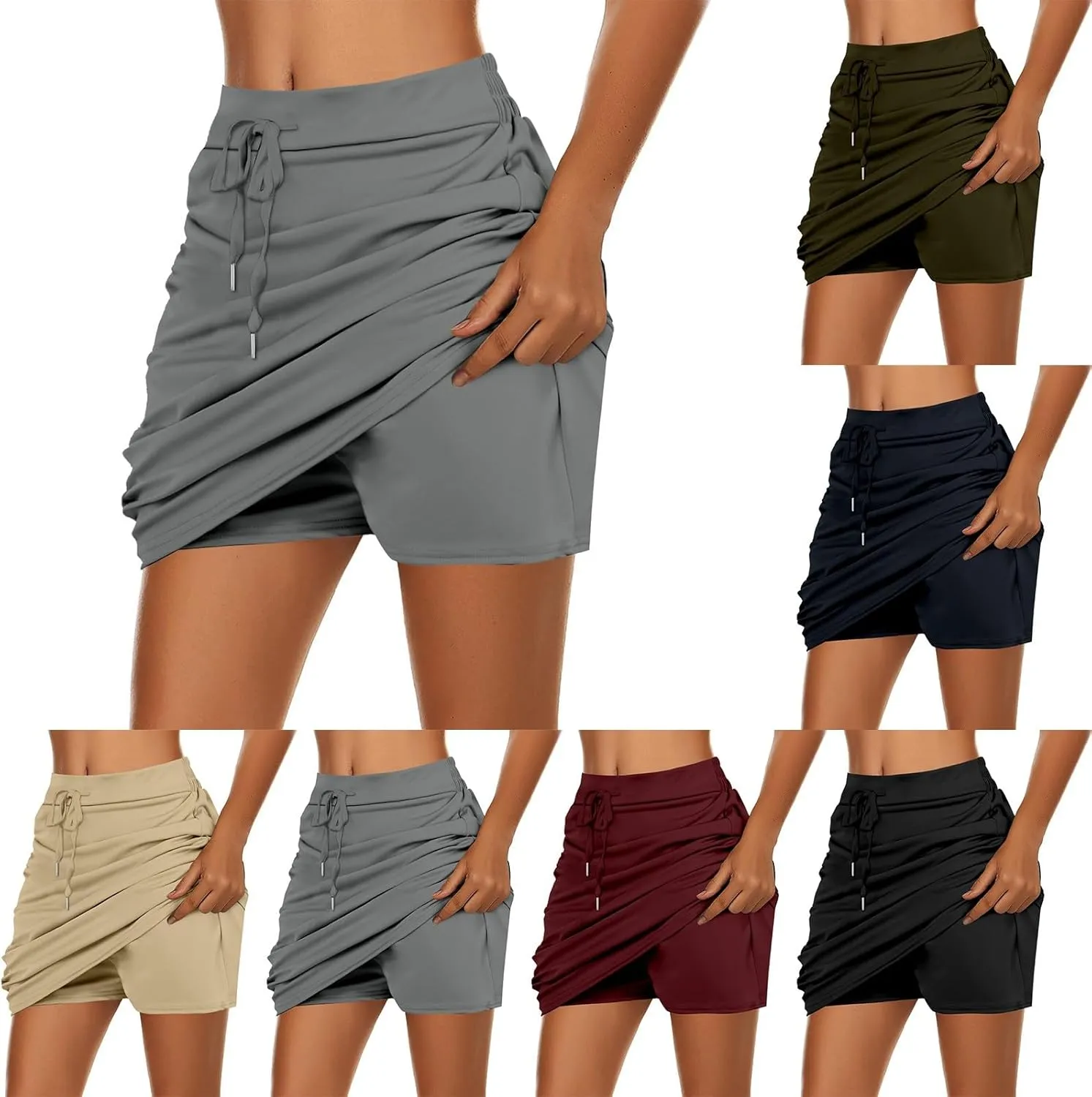 Womens Skorts with Pockets Tummy Control Plus Size Tennis Skirts High Waist Athletic Sports Pants Casual Shorts