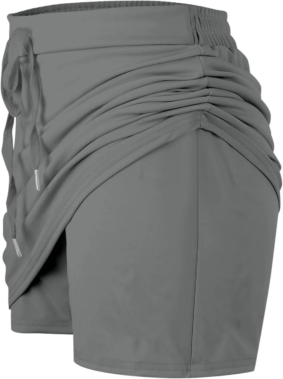 Womens Skorts with Pockets Tummy Control Plus Size Tennis Skirts High Waist Athletic Sports Pants Casual Shorts