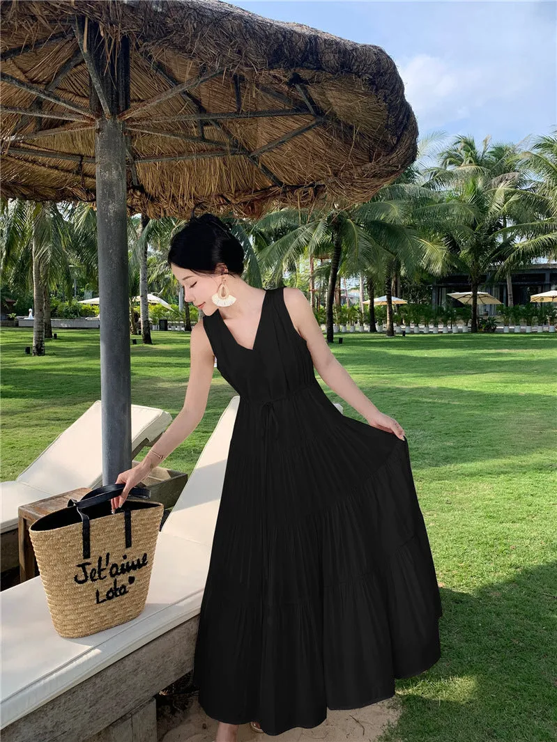 Women's Sweet French Sleeveless Dress Beach Dress  380