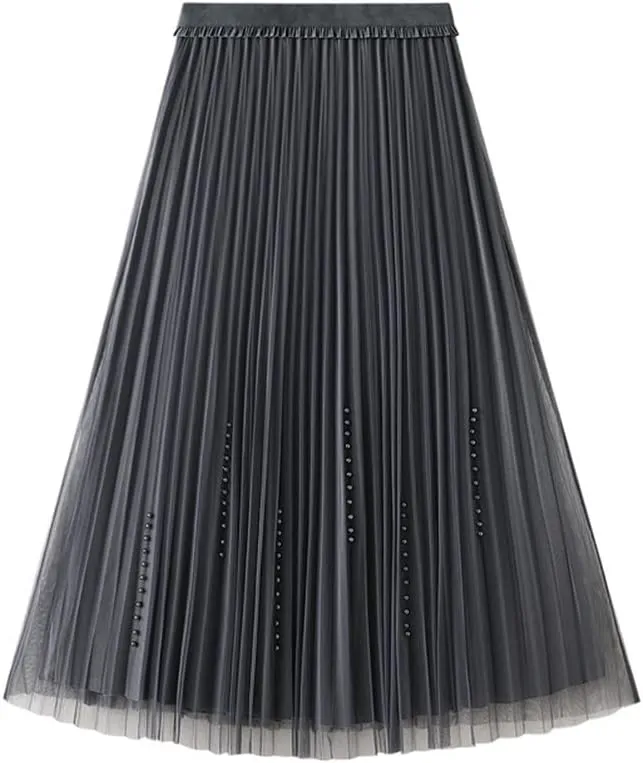 Women's Tutu Tulle Skirt A-Line Fairy Pleated Elastic Waist Maxi Midi Tea Length Party Evening Casual Mini Skirts