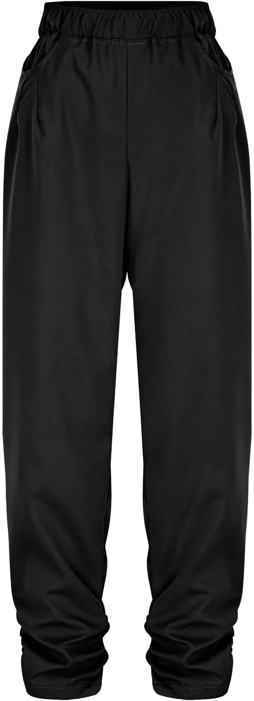 Womens Wide Leg Linen Pants Summer Elastic High Waist Cotton Trouser Lounge Slacks Beach Travel Outfits with Pockets