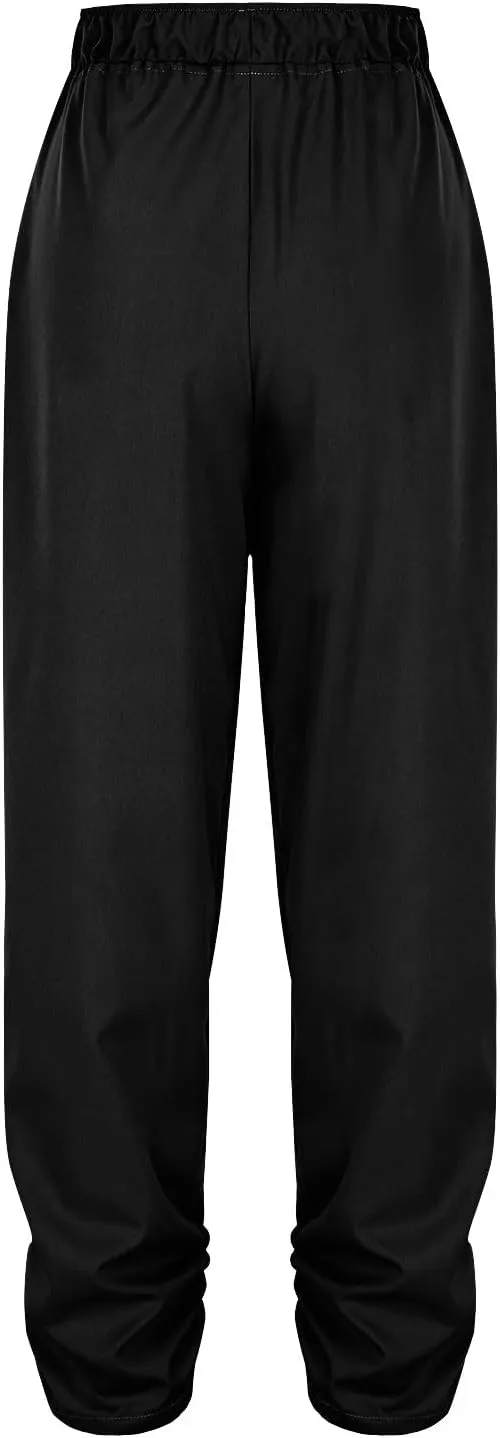 Womens Wide Leg Linen Pants Summer Elastic High Waist Cotton Trouser Lounge Slacks Beach Travel Outfits with Pockets