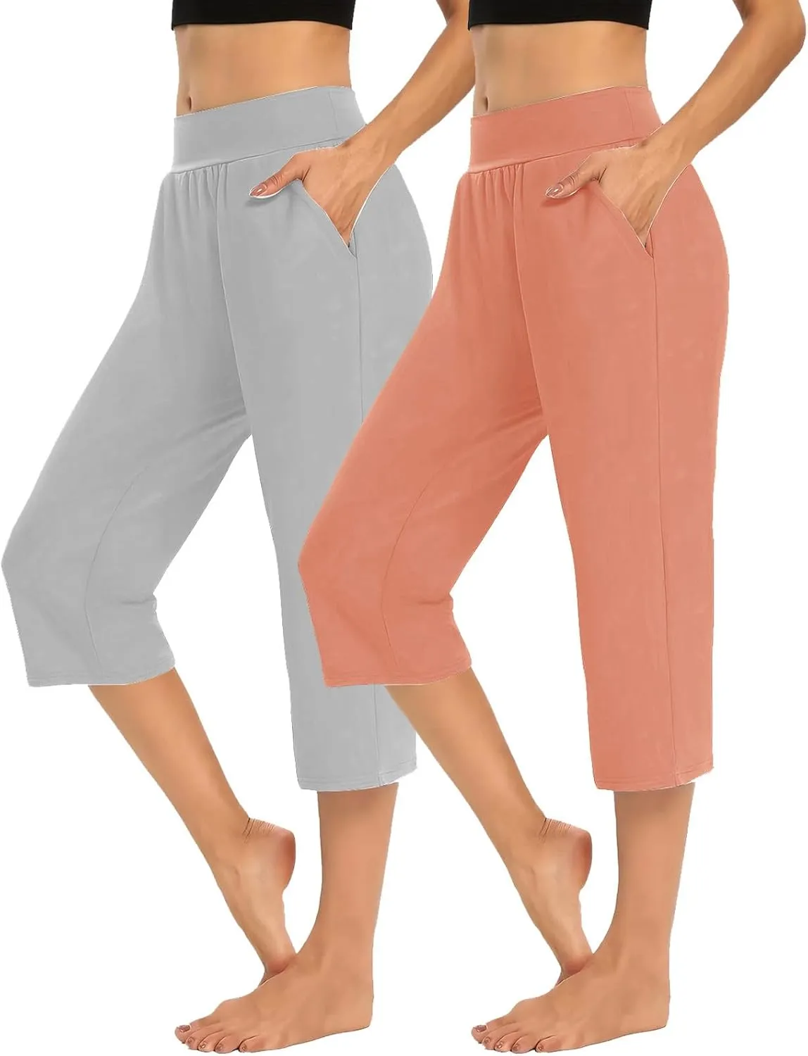 Women's Yoga Pants High Waist 2 Piece Yoga Pants Fashion Tummy Control Leggings Loose Fit Casual Work Pants