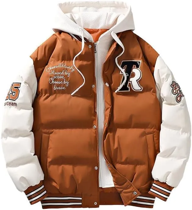 Y2K Grunge Fake Two Piece Down Jacket Cyber Punk Thickened Quilted Cotton Padded Coat Altnertive Zip Up Letter Hoodie