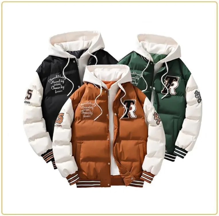 Y2K Grunge Fake Two Piece Down Jacket Cyber Punk Thickened Quilted Cotton Padded Coat Altnertive Zip Up Letter Hoodie