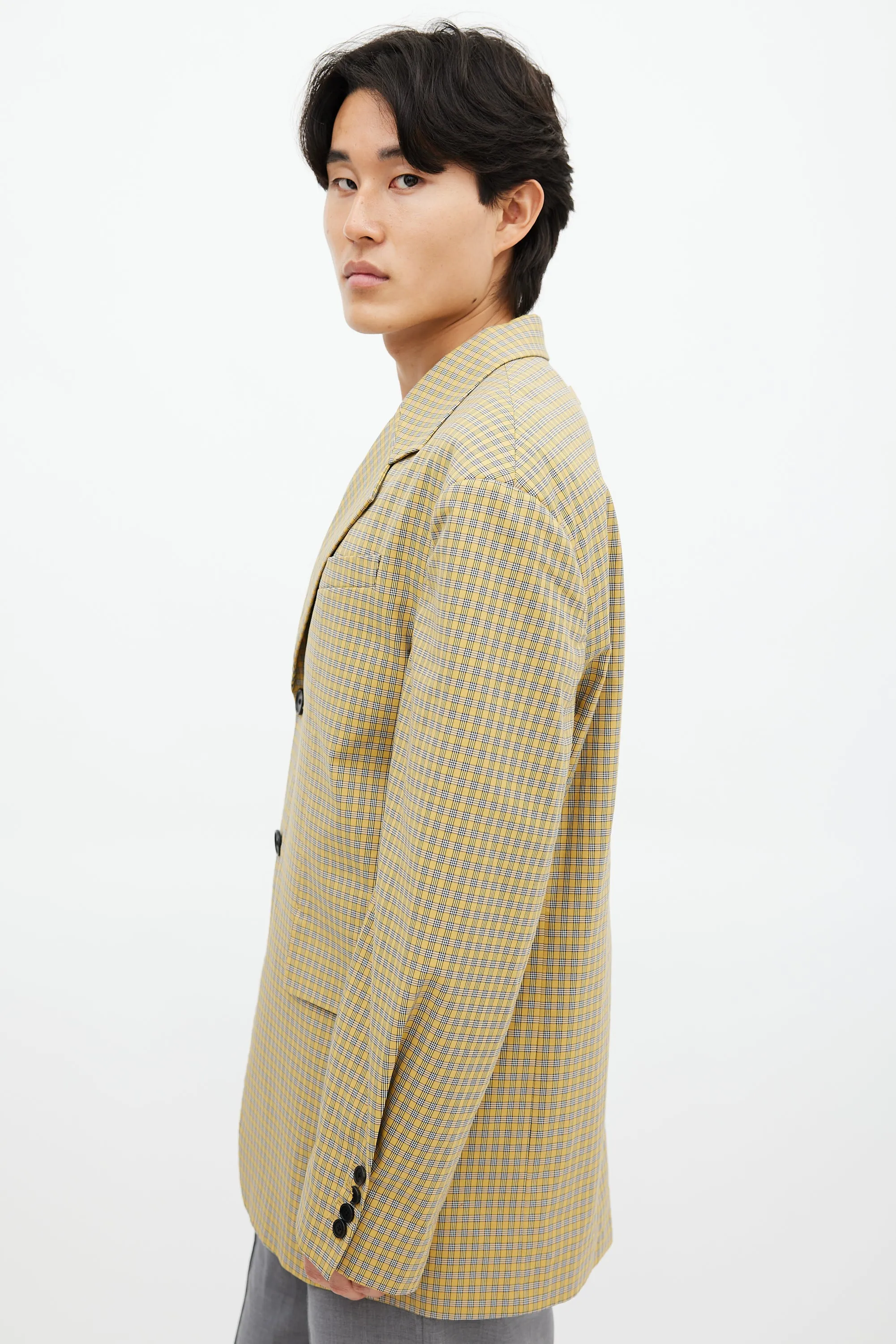 Yellow & Black Plaid Blazer