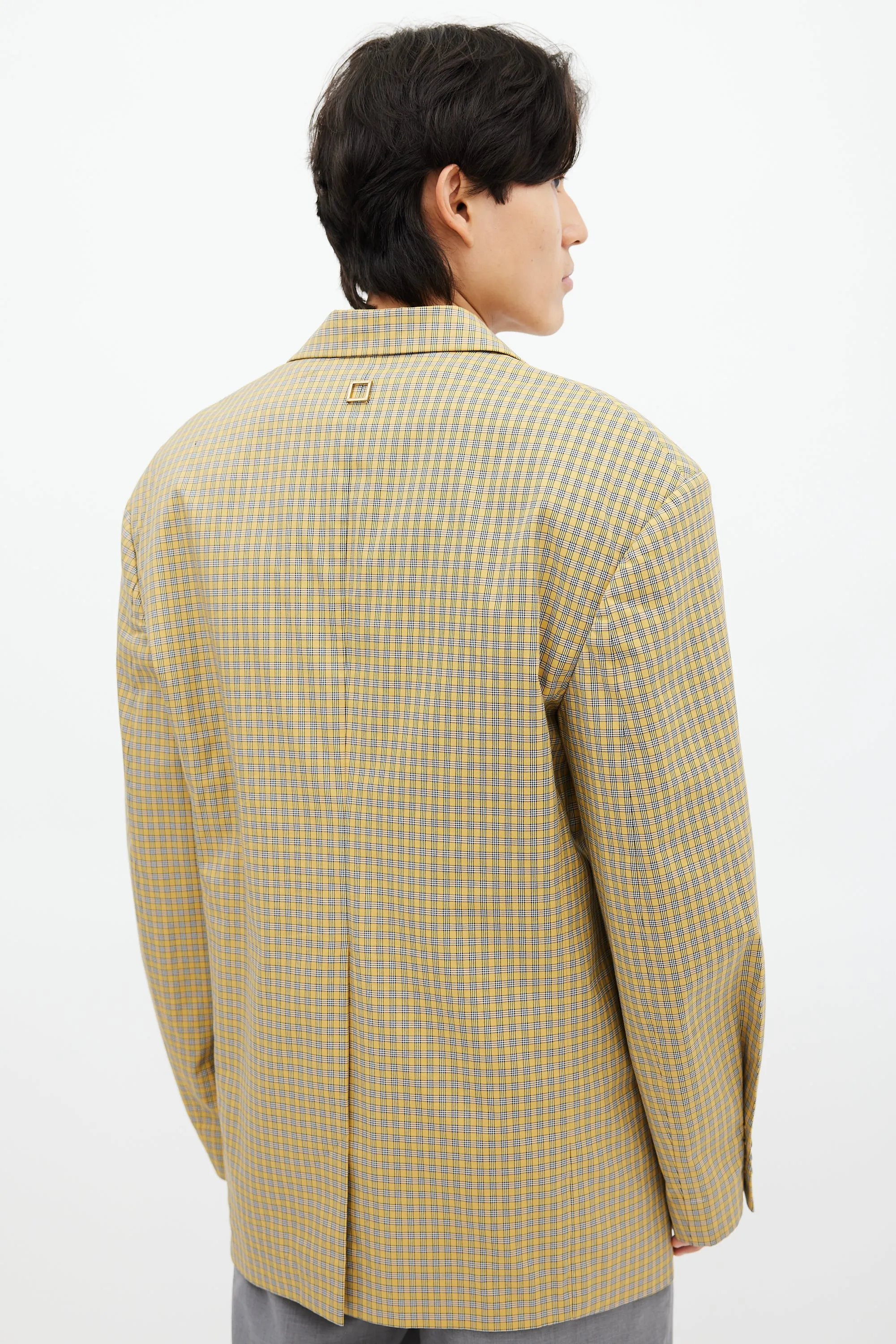 Yellow & Black Plaid Blazer