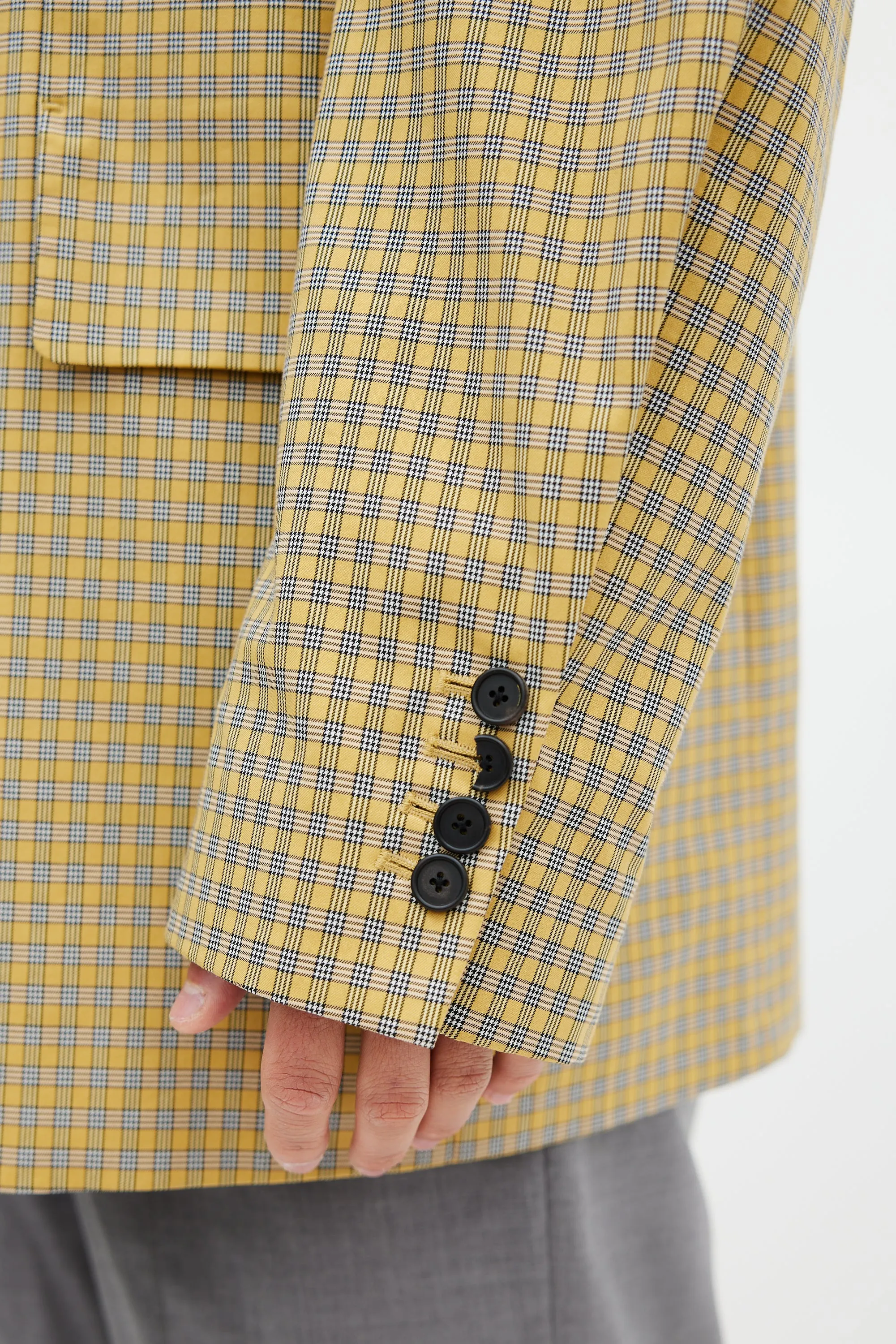 Yellow & Black Plaid Blazer