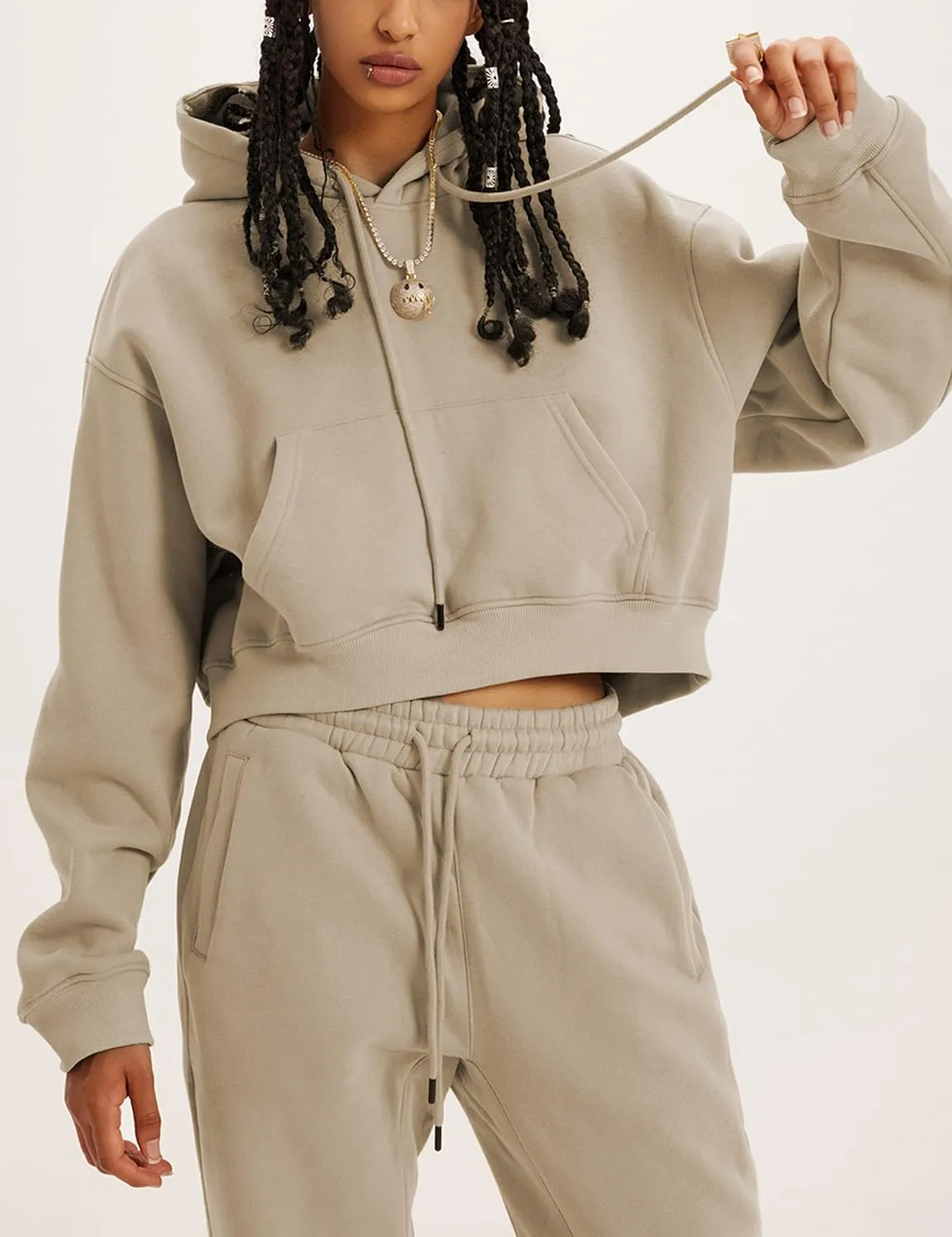 Yeokou Women's Fleece 2 Piece Outfits Sweatsuits Pullover Hoodie Sweatshirt Jogger Pants Tracksuits Set