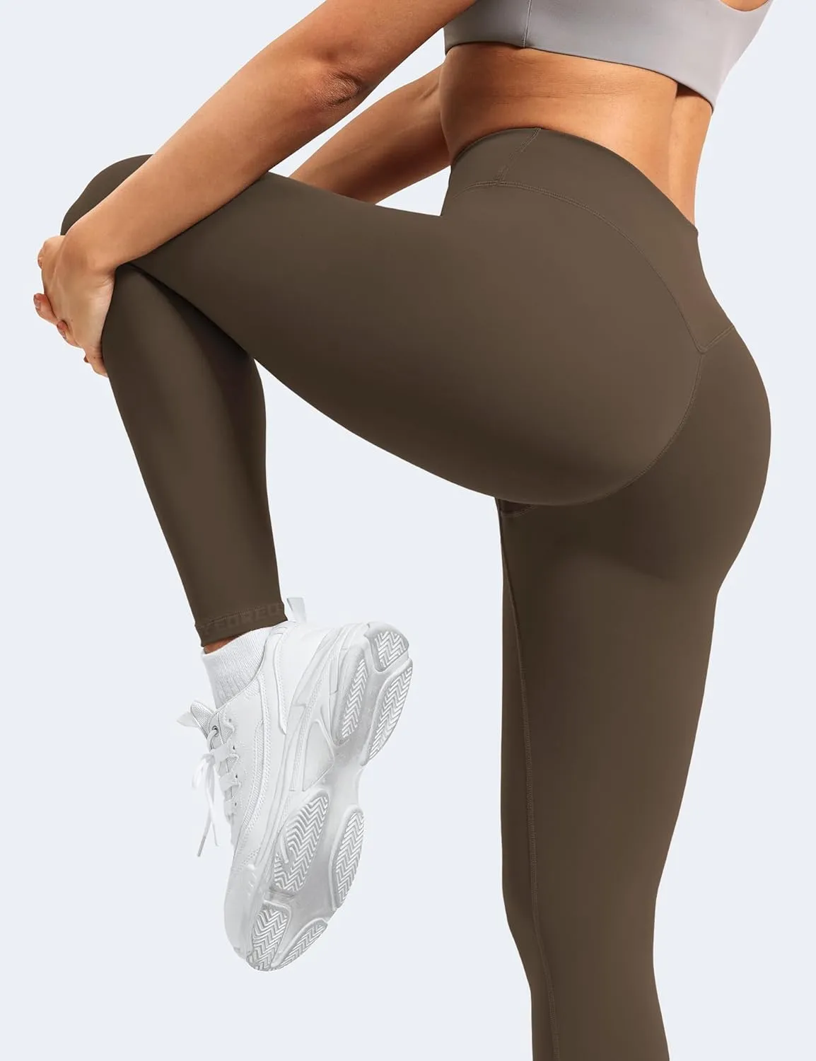 YEOREO Leggings for Women Hidden Scrunch High Waisted Yoga Pants V Cross Tummy Control Craze Compression Workout