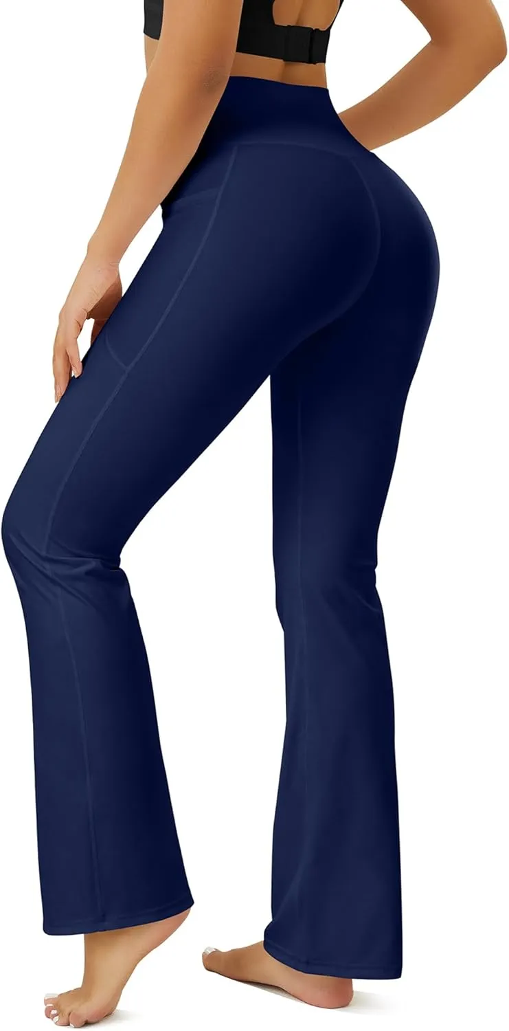 Yoga Pants Women, Flare Leggings for Women with Pockets Crossover High Waisted Bootcut Yoga Pants