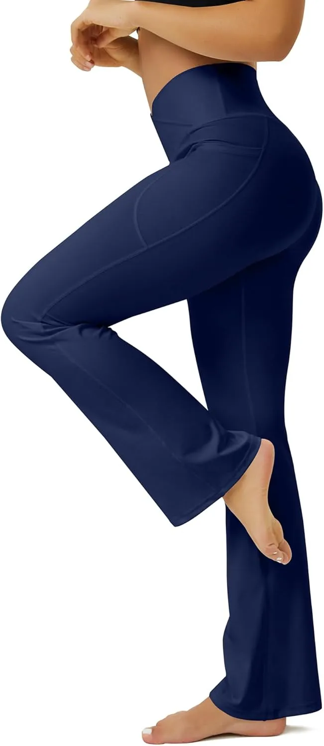 Yoga Pants Women, Flare Leggings for Women with Pockets Crossover High Waisted Bootcut Yoga Pants