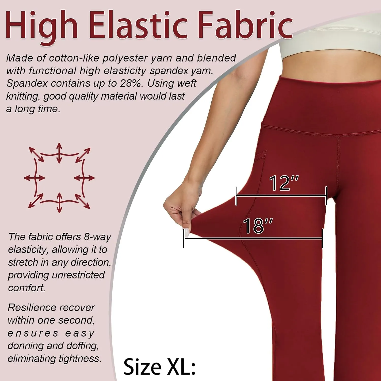 YOYOYOGA Flare Leggings Tummy Control Bootcut Yoga Pants with Pockets High Waisted Stretchy Pull Pant Bootleg Cut