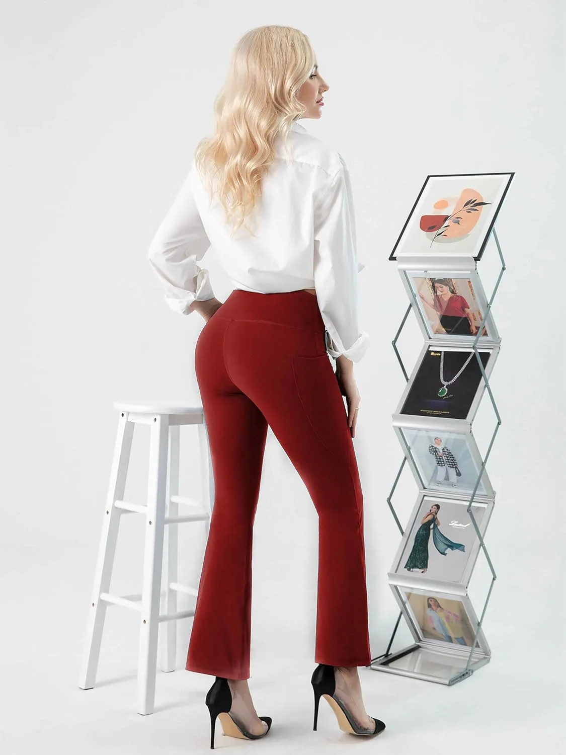 YOYOYOGA Flare Leggings Tummy Control Bootcut Yoga Pants with Pockets High Waisted Stretchy Pull Pant Bootleg Cut