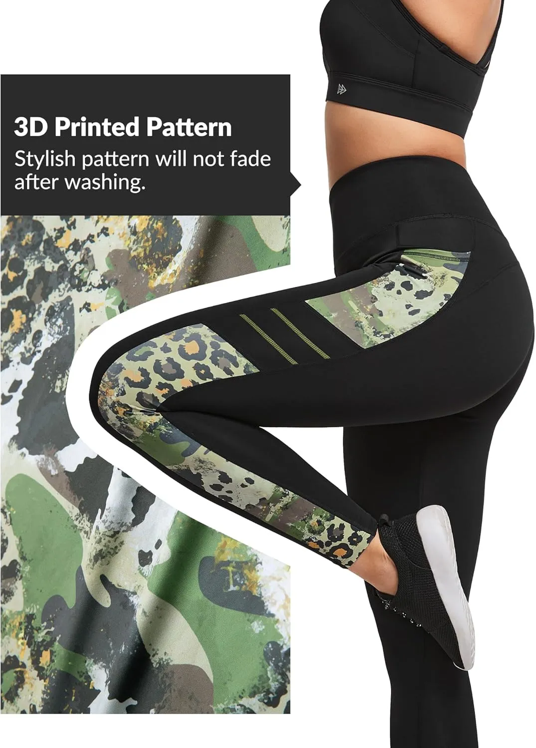 Yvette Printed Workout Leggings for Women High Waisted Yoga Pants with 2 Pockets Non See-Through Tummy Control