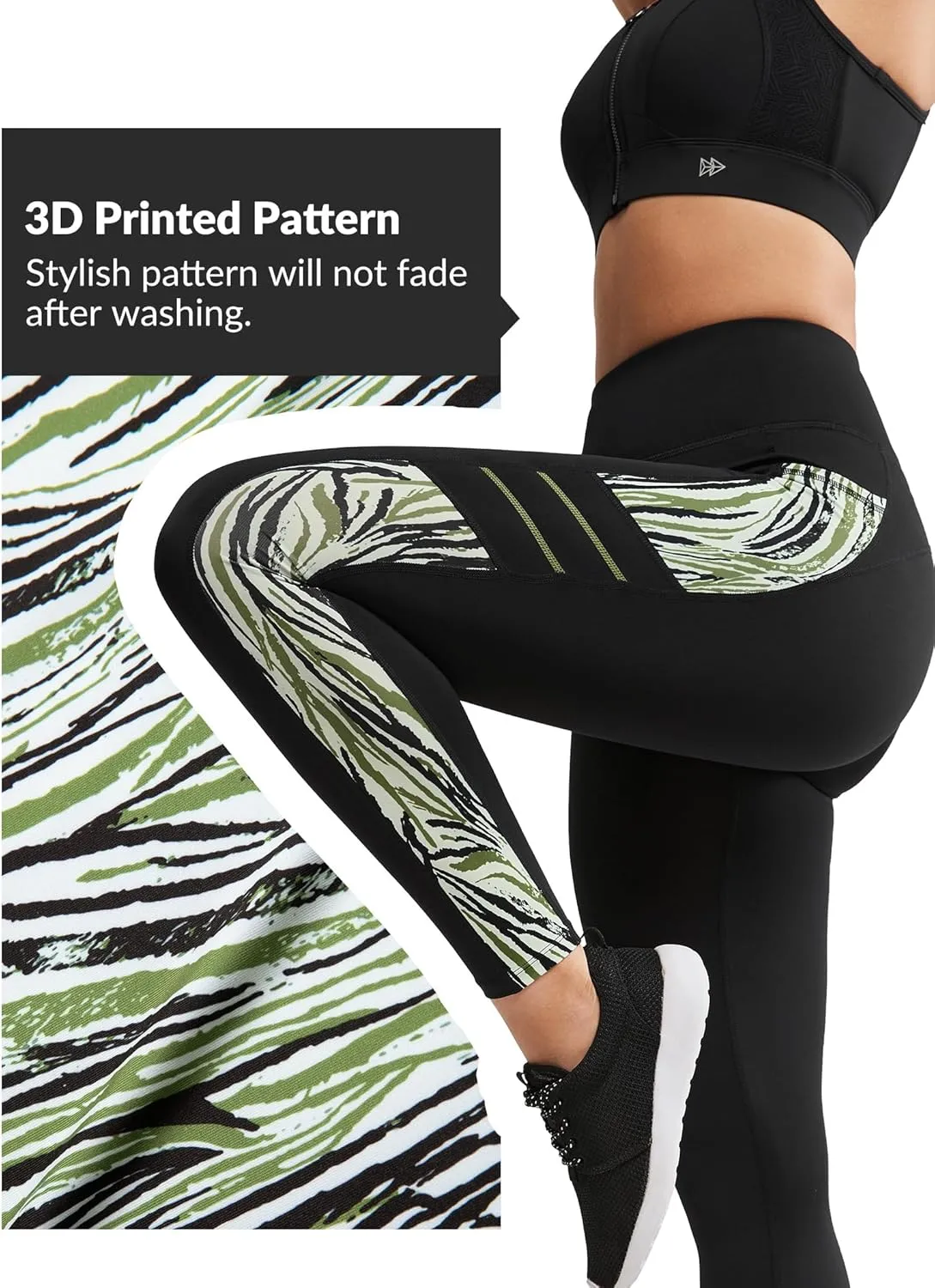 Yvette Printed Workout Leggings for Women High Waisted Yoga Pants with 2 Pockets Non See-Through Tummy Control