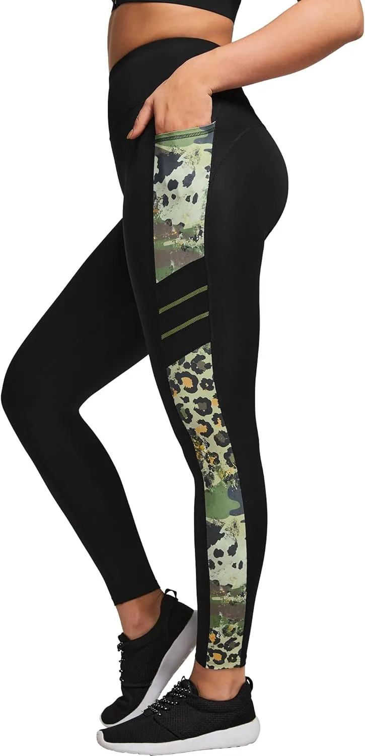 Yvette Printed Workout Leggings for Women High Waisted Yoga Pants with 2 Pockets Non See-Through Tummy Control