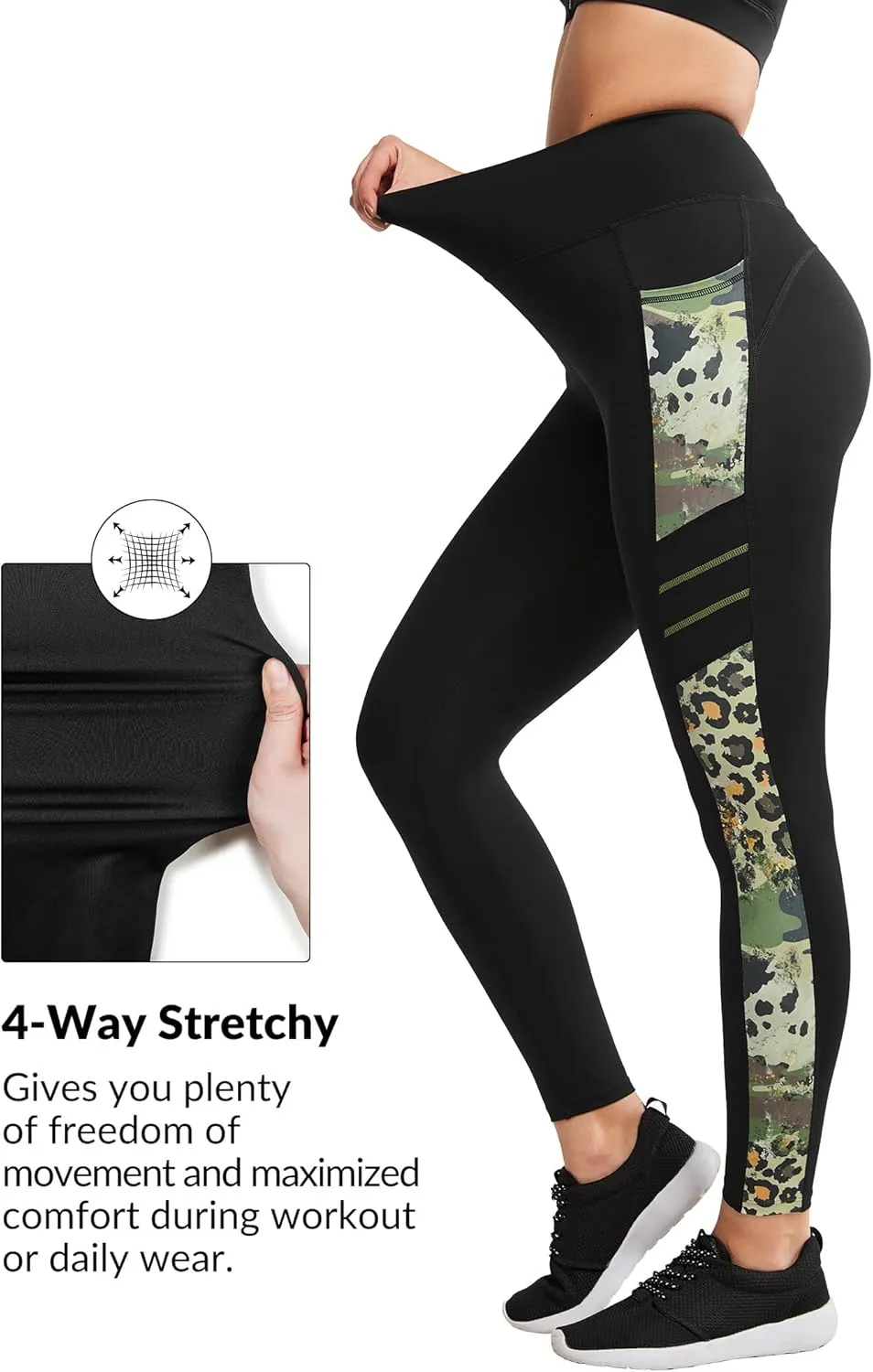 Yvette Printed Workout Leggings for Women High Waisted Yoga Pants with 2 Pockets Non See-Through Tummy Control