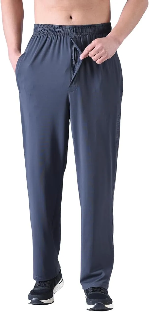 Zoulee New Men's Front Zipper Fly Open-Bottom Sweatpants Jogger Pants