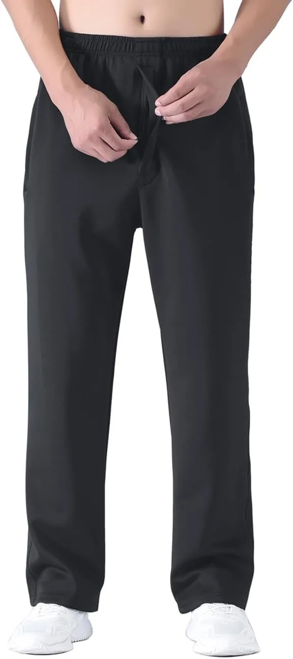 Zoulee New Men's Front Zipper Fly Open-Bottom Sweatpants Jogger Pants