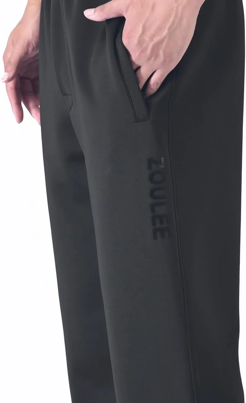 Zoulee New Men's Front Zipper Fly Open-Bottom Sweatpants Jogger Pants