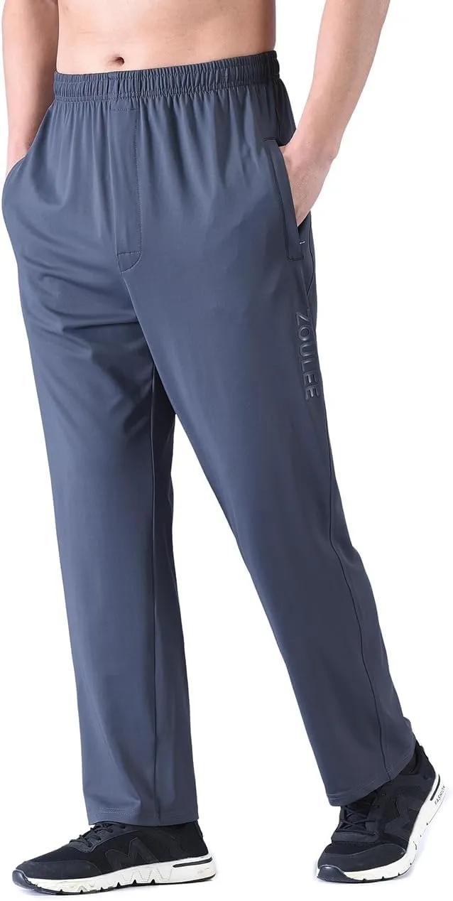 Zoulee New Men's Front Zipper Fly Open-Bottom Sweatpants Jogger Pants