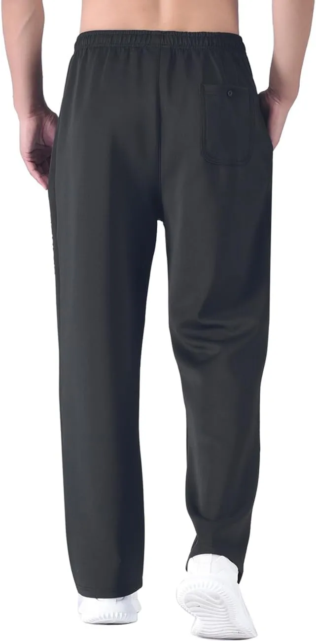 Zoulee New Men's Front Zipper Fly Open-Bottom Sweatpants Jogger Pants